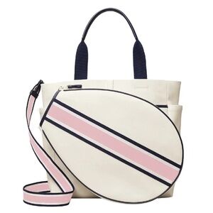 White and Pink Women's Canvas CustomTennis Bag